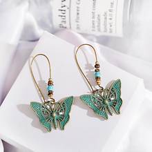 Fashion Ethnic Style Bohemian Pendant Earrings Vintage Bronze Butterfly Shape Alloy Earrings Hollow Pattern 2020 Thai Jewelry 2024 - buy cheap