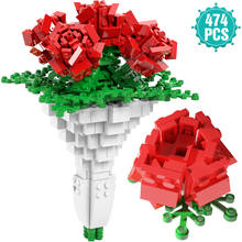 High-tech ideas Romantic Flower Rose Bouquet Building Blocks Assembly Toys Birthday Valentine's Day Gift For Girlfriend 2024 - buy cheap