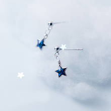 MloveAcc 100% Серебро 925 пробы ювелирные изделия крошечная звезда синий CZ серьги гвоздики Рождественский подарок для девочек 2024 - купить недорого