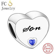 FC Jewelry Fit Original Charm Bracelet 925 Sterling Silver Son Blue Zircon Fancy Engrave Beads For Making Women Berloque 2022 2024 - buy cheap