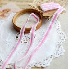 5 Meters/lot  Pink with White Ruffle Elastic Lace Fabric DIY Garment Accessories Sewing Trim Wedding Lace Material 2024 - buy cheap