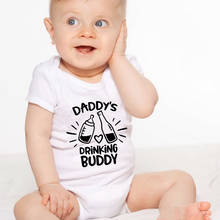 Daddy's Drinking Buddy Funny Baby Bodysuit Cotton Baby Boy Girls Onesies Rompers Dad Reveal outfit Pregnancy Announcement gift 2024 - buy cheap