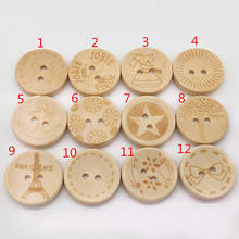 30 pces de madeira feito à mão com decoração redonda do ofício do amor 2 furos botões de costura de madeira 2024 - compre barato