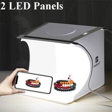 Dobrável mini lightbox caixa de luz fotografia photo studio softbox 2 painel led luz caixa suave foto fundo kit para dslr câmera 2024 - compre barato