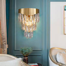 Luminária de parede moderna dourada, para quarto, sala de estar, criativa, personalidade, cristal 2024 - compre barato