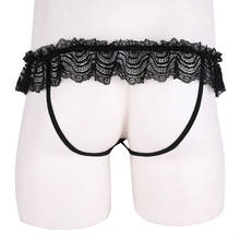 Men Gay Sissy Lingerie Male Sexy Perspective See Through Mesh Lace Bowknot Open Butt Jockstrap Bikini Briefs Underwear Underpant 2024 - buy cheap