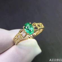 KJJEAXCMY fine jewelry 925 sterling silver inlaid natural emerald classic female ring support detection fashion 2024 - buy cheap