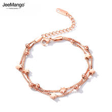 JeeMango Fashion Stainless Steel Star Ball Chain Link Bracelets For Women Rose Gold Color Double Layer Bracelet Jewelry JB17099 2024 - buy cheap