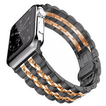 Pulseira de pulso para iwatch série 5 4 40mm 44mm pulseiras de aço inoxidável para apple watch 3 2 1 38mm 42mm pulseira correa 2024 - compre barato