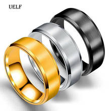 Uelf 8mm Stainless Steel Ring Men High Quality Fashion Jewelry Ring Men Titanium Black 2024 - buy cheap