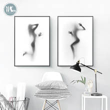 Cuadro minimalista nórdico de mano libre para decoración de sala de estar, lienzo impreso de arte de pared, figuras abstractas en blanco y negro, póster de pintura 2024 - compra barato