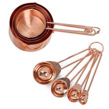 8 Piece Rose Gold Measuring Cups Measuring Spoons Set Stainless Steel Measuring Cup Spoon For Baking Tea Coffee Kitchen Tools 2024 - buy cheap