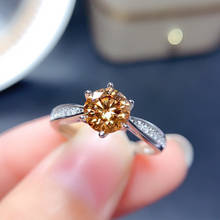 Anel de moissanite amarela 1ct, 6.5mm, vvs, diamante de laboratório com certificado, joias finas para mulheres, presente de casamento, prata esterlina real 925 2024 - compre barato