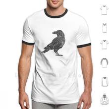 Black Crow Tribal Design T Shirt 6xl Cotton Cool Tee Crow Raven Magpie Crow Book Blackbird Swirl Swirly Filigree Black Dark 2024 - buy cheap