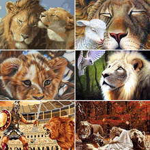 2020 Meian Lion Kits Diamond Painting Lion Cross Stitch 5D DIY Needlework Full Drill Diamond Embroidery Mosaic Animal Home Decor 2024 - buy cheap