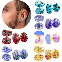 Túneis de orelha falsos coloridos, 2 peças, punk, para orelha e túneis de lóbulo, maca, brinco 2024 - compre barato