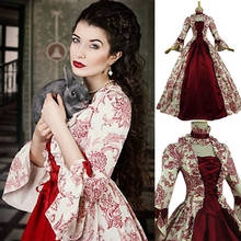 Vintage Court Dress Medieval Women Gothic Sexy Cosplay Halloween Costume Long Red Flare Sleeve Elegant Gown Plus Size Party Bow 2024 - buy cheap