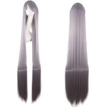 150CM 59'' gray Long Straight Wig with bangs women Heat Resistant Synthetic fake Hair Halloween party Carnival cosplay Wigs 2024 - buy cheap