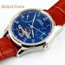 Parnis-reloj mecánico de negocios para hombre, pulsera con caja de acero de 43mm, esfera azul, reserva de energía, ST2505 2024 - compra barato