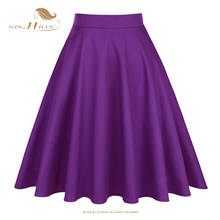 SISHION Solid Color Y2K Faldas Cotton Casual Flare Swing Purple Skirt VD0020 High Waist 50s 60s Vintage Kawaii Summer Skirt 2024 - buy cheap