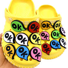Dijes de silicona para zapatos de niños, accesorios de dibujos animados bonitos, Ok Icon, Color caramelo, x-mas, rosa, Croc, hebilla bonita, 1 ud. 2024 - compra barato