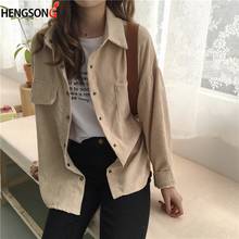 2021 Fall Women's Tops Fashion Loose Jacket Jacket Korean Solid Jacket Long Sleeve Corduroy All Match Jacket 2024 - buy cheap