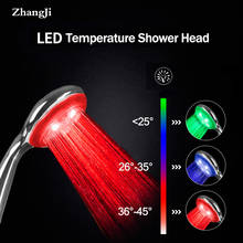 Zhangji New Arrival LED Shower Head Water Temperature Control 3 Color Chrome Plating Showerhead Super Large Panel 2024 - buy cheap