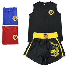 08 chute tanque uniformes + bermuda de boxe muay thai macacão de boxe sanda kungfu wushu roupas de boxe para crianças 2024 - compre barato