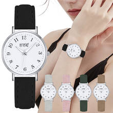 Women Simple Arabic Numerals Silver Quartz Watch 2021 New Fashion Casual Ladies Leather Wristwatch Female Clock Relogio Feminino 2024 - buy cheap