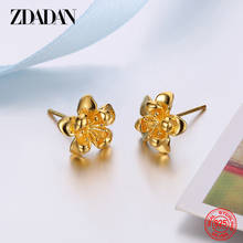 ZDADAN 925 Sterling Silver 18k Gold Flower Studs Earrings For Women Fashion Wedding Jewelry Accessories Wholesale 2024 - buy cheap