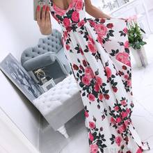 Donsignet Women's Dress Summer New V-neck Sling Print Dress Mopping Sleeveless Dress Bohemian Maxi Dresses for Women Plus Size 2024 - buy cheap