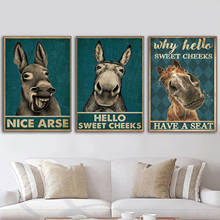 Tela de pintura em tela para decoração de sala de estar, donkey olá, doce bochechas com um assento, citação, pintura vintage, posteres e impressões, imagens de parede para decoração 2024 - compre barato