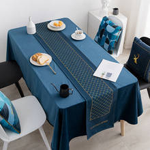 Camino de mesa con impresión azul, decoración moderna de lujo para el hogar, camino de mesa, tira de polvo, mantel de Hotel, dormitorio, corredores de cama 2024 - compra barato