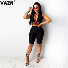 VAZN 2020 Summer Hot Special Patchowrk Lace Top Elastic Sexy Club Young Fashion Tank Sleeve High Waist Slim Playsuits 2024 - buy cheap