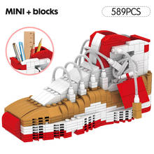 Алмазная мини-милая спортивная баскетбольная обувь, строительные блоки, модель кроссовок, ручка, контейнер, кирпичи, пенал, игрушки для детей, подарки 2024 - купить недорого