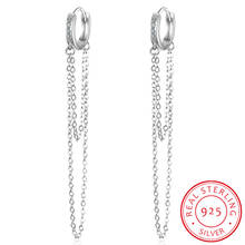 Mini pendientes de aro pequeño para mujer, de Plata de Ley 925, con cadena de borla para 2 piercing, joyería para mujer 2024 - compra barato