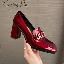 Krazing Pot-zapatos de tacón alto de cristal para mujer, Calzado cómodo de cuero de vaca, retro, para primavera y oficina, L81, 2021 2024 - compra barato