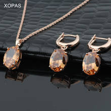 XOPAS Delicate egg type 585 rose gold 9 color earrings set for women wedding fashion jewelry set with Cubic Zirconia 2024 - buy cheap