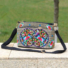 Fashion national embroidery women shopping handbags!Nice floral embroidered lady small multi-use bags All-match Canvas Carrier 2024 - buy cheap