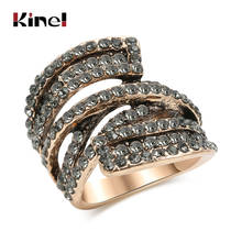 Kinel 2020 nuevo anillo de cristal gris dorado antiguo único para Mujer Accesorios de fiesta joyería de boda Vintage de moda 2024 - compra barato