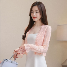 Female 2022 Summer New Women Short Lace Knitted Cardigan Sun Protection Clothing Long Sleeve Wild Slim Shawl Jacket Y133 2024 - buy cheap