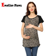 Wholesale Summer  Maternidad Clothes Pregnant t shirt Women Lactancia Tops Short Sleeve Maternity Wear Leopard Big Size 2024 - compre barato