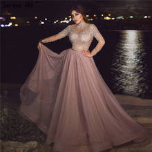 Serene Hill Pink Muslim Luxury A-Line Evening Dresses Gowns 2021 Diamonds Beading Tulle For Woman Party LA70224 2024 - buy cheap