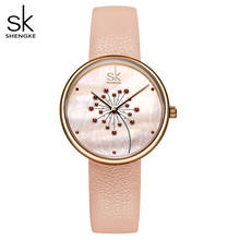 Shengke, новые модные часы, женские часы с цветочным циферблатом, розовые кожаные, свежий стиль, молодежные женские часы, японский механизм, Montre Femme 2024 - купить недорого
