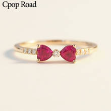 Cpop anel de casamento e noivado, anel de zircão dourado simples e elegante com strass, joias de aniversário para mulheres, acessórios para presente 2024 - compre barato