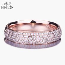 HELON-anillo de compromiso de oro rosa de 10 quilates, diamante Natural auténtico de 0,39 quilates, elegante, Media eternidad, joyería fina, Diamante de boda 2024 - compra barato