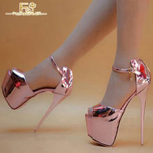 FSJ Women Elegant Pink Platform Peep Toe Pearl Pumps Sexy Leather Stiletto Heel Ankle Strap Buckle Ladies Date Dress Shoes 2022 2024 - buy cheap