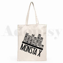 Kpop Monsta X K-pop Прямая поставка, сумки для покупок с графическим рисунком, модная повседневная сумка для девочек 2024 - купить недорого