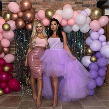 2021 Trend Lavender High Low Ruffles Tulle Skirts Women To Christmas Birthday Party Dress Fashion Long Tulle Skirt Plus Size 2024 - buy cheap