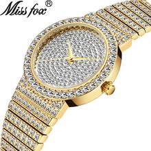 Reloj de pulsera de lujo para Mujer Reloj de pulsera de diamantes de imitación deslumbrante para Mujer moda dorada Reloj de cuarzo Bayan Kol Saati 2024 - compra barato